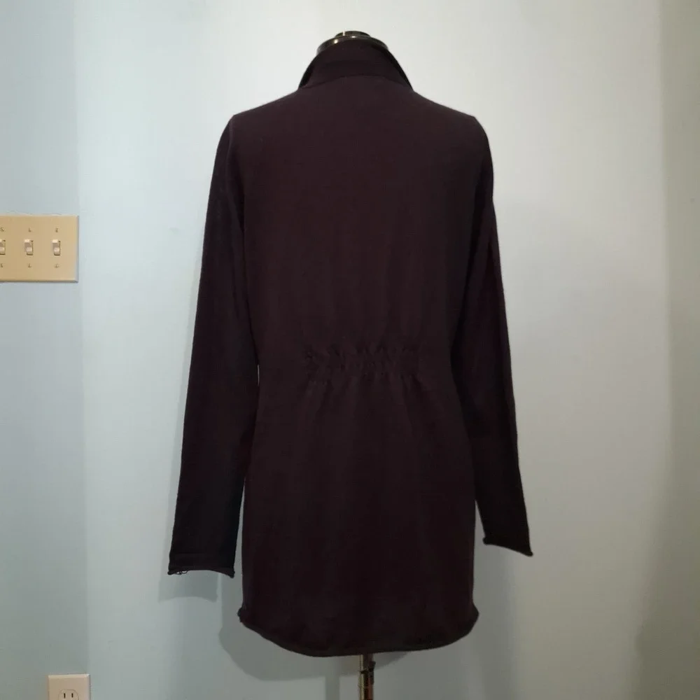 Tweeds Women's Cardigan Medium 100%  Merino Wool‎ Sweater Deep Purple Navy